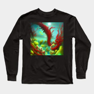 Under Sea Painting With Beautiful Ocean Plants Long Sleeve T-Shirt